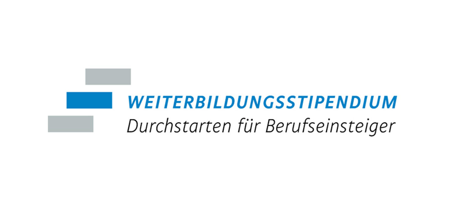 Logo des Weiterbildungsstipendiums, "Durchstarten für Berufseinsteiger"