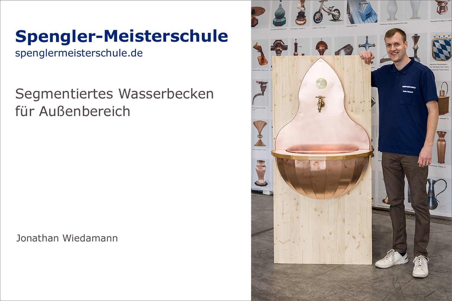 Porträt Jonathan Wiedamann mit seinem Spenglermeisterstück